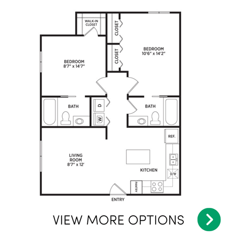 2 bedroom apartment floor plans in East Lansing, MI near Michigan State University | Capitol Villa